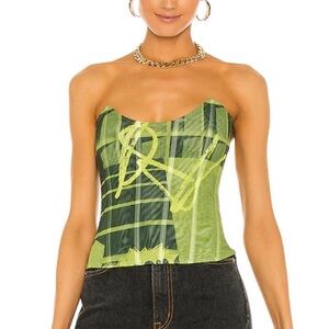 Miaou Leia Corset in Green Stone Print